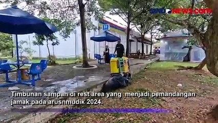 Sampah Pemudik Menumpuk di Rest Area, Petugas Kebersihan Harus Bekerja Ekstra