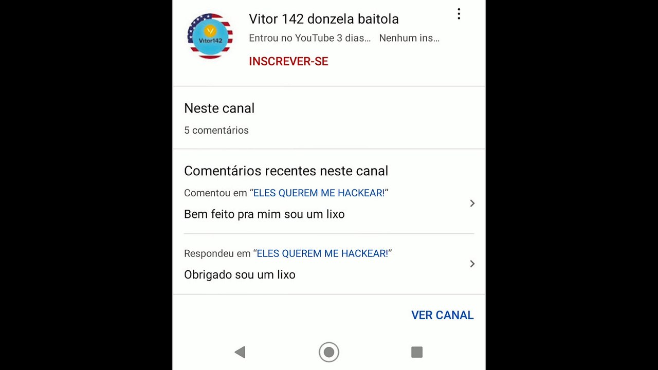 CRIARAM UMA CONTA FAKE DO Vitor142 - CANAL PONTO DE INTERROGAÇÃO