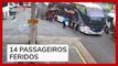 Ônibus invade posto, bate em caminhão e deixa passageiros feridos em Limeira