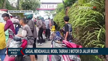 Gagal Mendahului, Mobil Tabrak 3 Motor di Jalur Mudik Bukittinggi-Padang