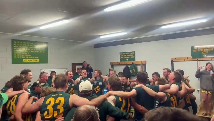 Watch: Old Collegians sing its song after winning against Timboon Demons on Saturday.