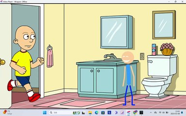 Caillou pees and poop on my bathrooms floor gets grounded