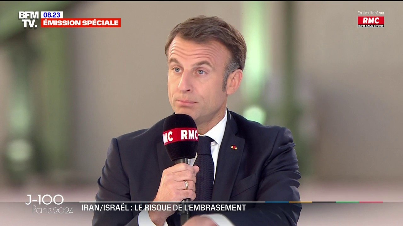 Iran/Israël: "Nous avons fait décoller nos avions et nous avons intercepté ce que nous devions intercepter" assure Emmanuel Macron