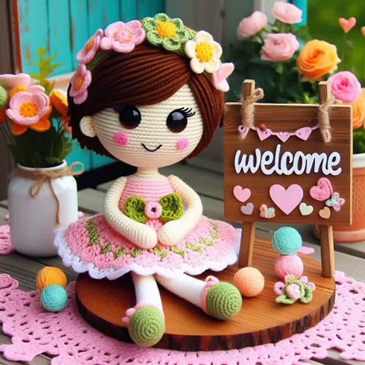 Amazing Crochet welcome sign with wool #knitted #crochet #design #welcomesign