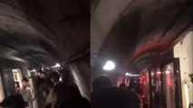 Metro arızalandı Yolcular raylarda yürüdü