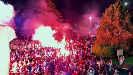 Oświęcim  - nocna feta po zdobyciu przez Unię mistrzostwa w hokeju