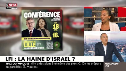 Gros accrochage sur le plateau de "Morandini Live" avec une élue LFI à propos du logo sur l’affiche de Mélenchon qui fait disparaitre Israël en prônant "Palestine libre" - Regardez