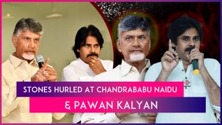 Stones Hurled At Chandrababu Naidu & Pawan Kalyan Day After Attack On Andhra CM Jagan Mohan Reddy