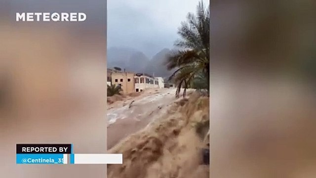 Severe flooding in Al-Qabil, Oman.
