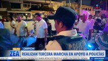 Realizan tercera marcha en apoyo a los policías de Campeche