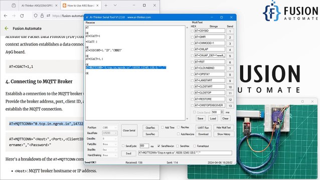 How to Connect with MQTT Broker and Subscribe to MQTT Topics from A9G Board using AT Commands Via Ai-Thinker Serial Tool Over Cellular Internet[2G]