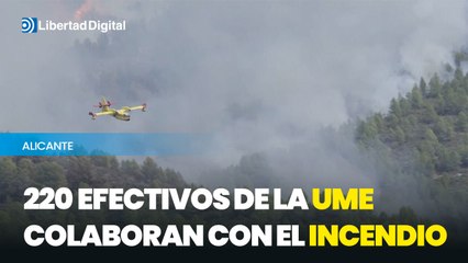 220 efectivos de la UME colaboran para apagar el incendio de Tàrbena