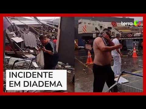 Teto de supermercado desaba e deixa feridos em Diadema (SP)