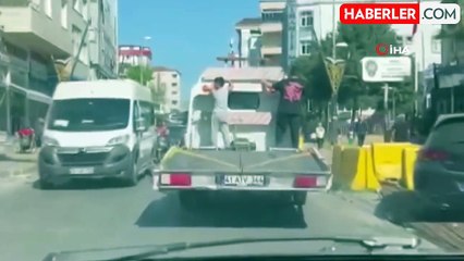 Pendik'te çekiciyle tehlikeli yolculuğa para cezası