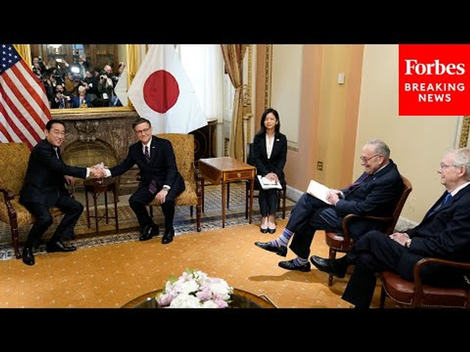 Mike Johnson, Chuck Schumer, Hakeem Johnson, And Mitch McConnell Meet With Japan's Prime Minister