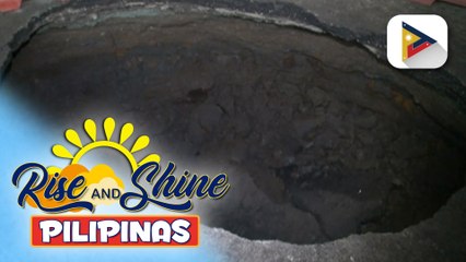 Tubig sa malaking butas na nadiskubre sa bahagi ng Sales Road sa Pasay City, natanggal na