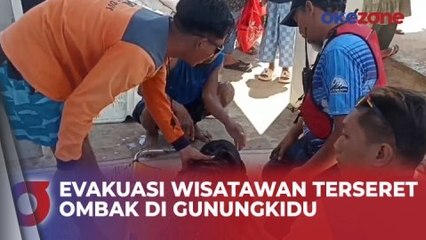 Detik-Detik Evakuasi Wisatawan yang Terseret Ombak di Pantai Drini Gunungkidul