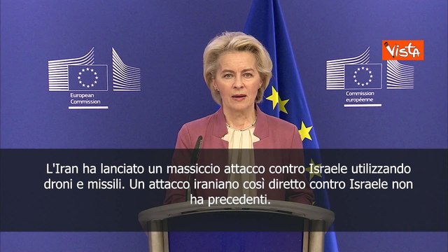 Von der Leyen: Condanniamo attacco Iran su Israele