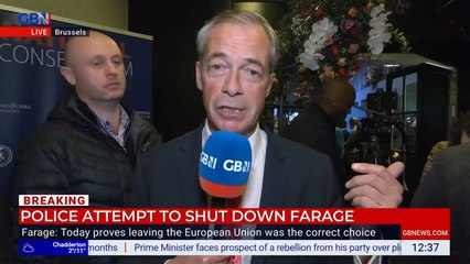 Mayor of Brussels must be 'the most ghastly little person' says Nigel Farage after police move to shut down National Conservative Conference