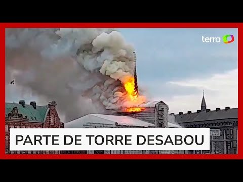 Incêndio atinge edifício da Bolsa de Copenhague na Dinamarca