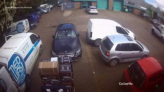 CCTV captures moment cliff collapses onto cars