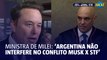 Ministra de Milei diz que Argentina não interfere no conflito Musk x STF