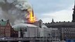 Un espectacular incendio asola el edificio histórico de la Bolsa de Copenhague