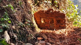 Miniature village house construction in nature