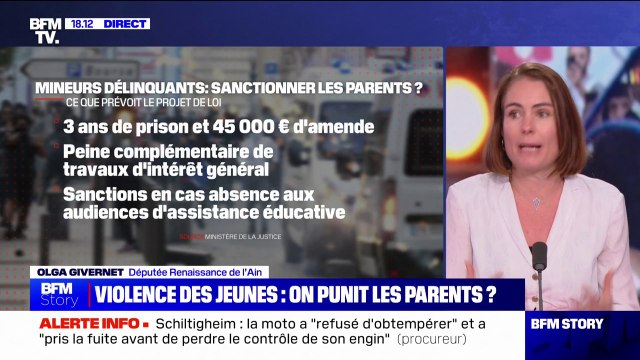 Olga Givernet (députée Renaissance de l'Ain) sur les mineurs délinquants: La mission éducative que nous avons ne pourra pas se faire sans les parents