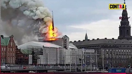 INCENDIO EN LA HISTÓRICA BOLSA DE COPENHAGUE EN DINAMARCA