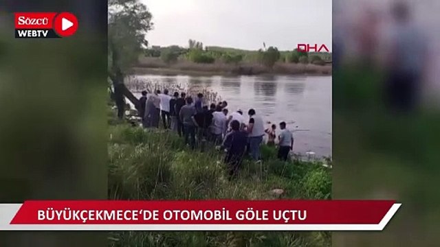 Büyükçekmece ‘de otomobil göle uçtu