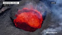 Iceland volcano spews lava for entire month