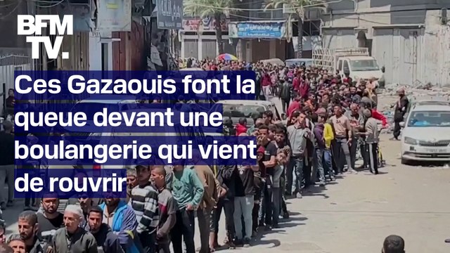 Gaza: des habitants font la queue, parfois pendant des heures, devant cette boulangerie qui vient de rouvrir