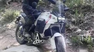 Bike Rider Tumbles While Riding Over Rocky Track