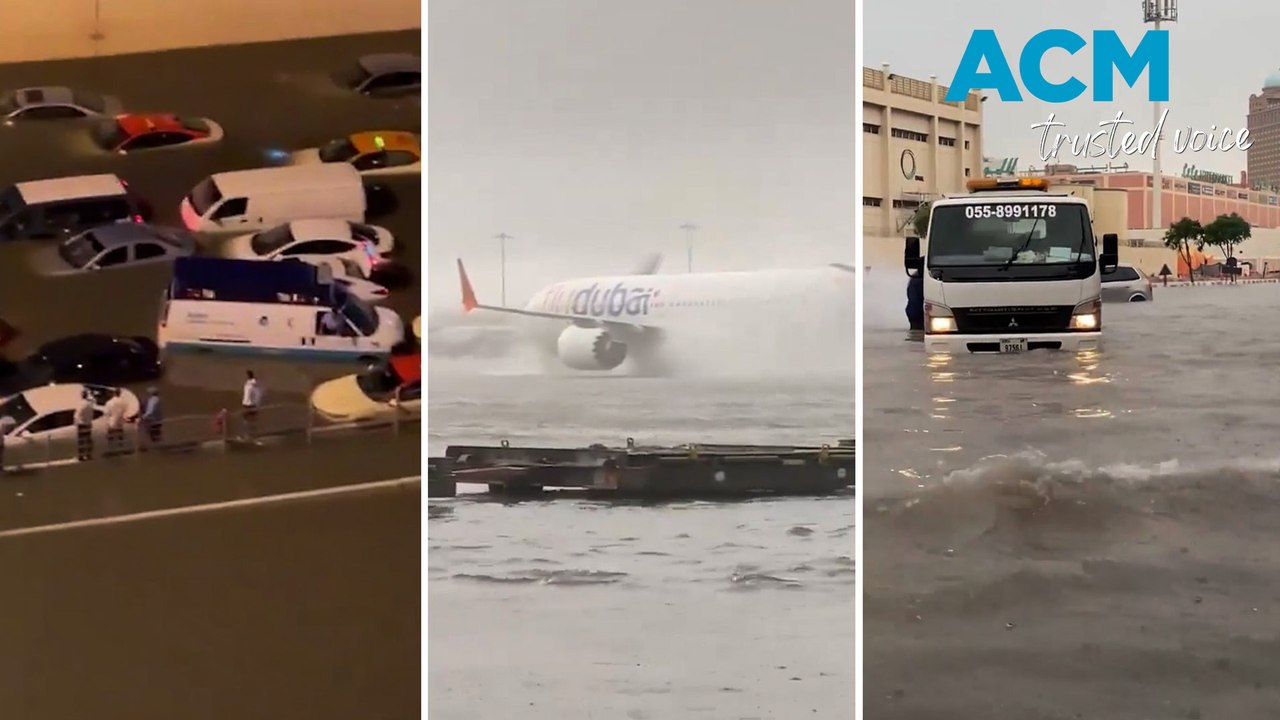 Desert city of Dubai floods with year's rainfall total in one day