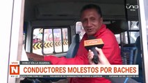 conductores molestos por baches  realizaron trabajo de bacheo