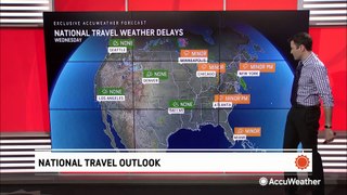 Storms to cause travel problems throughout the eastern half of the US this Wednesday