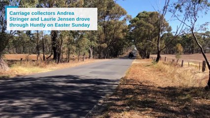 An original Cobb & Co Coach drives through Huntly on Easter Sunday