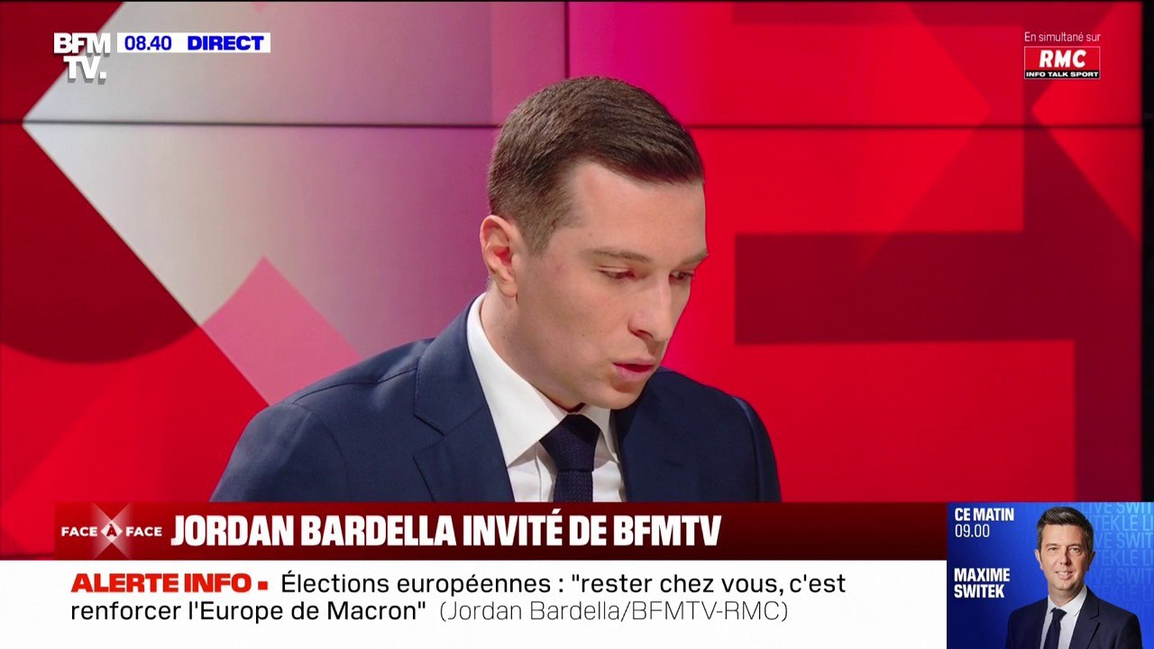 Élections européennes: "le président de la République n'aura pas d'autres solutions que d'en revenir aux urnes" affirme Jordan Bardella, président du Rassemblement national