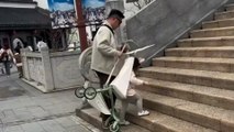 Dad has smart hack to avoid carrying tot up flights of stairs