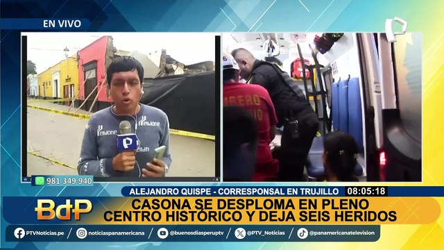 Seis heridos tras derrumbe de casona en pleno centro histórico de Trujillo