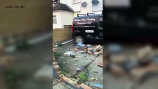 Wall smashed in Canterbury Road, Willesborough