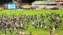 Mansfield Town fans celebrate as the Stags clinch promotion