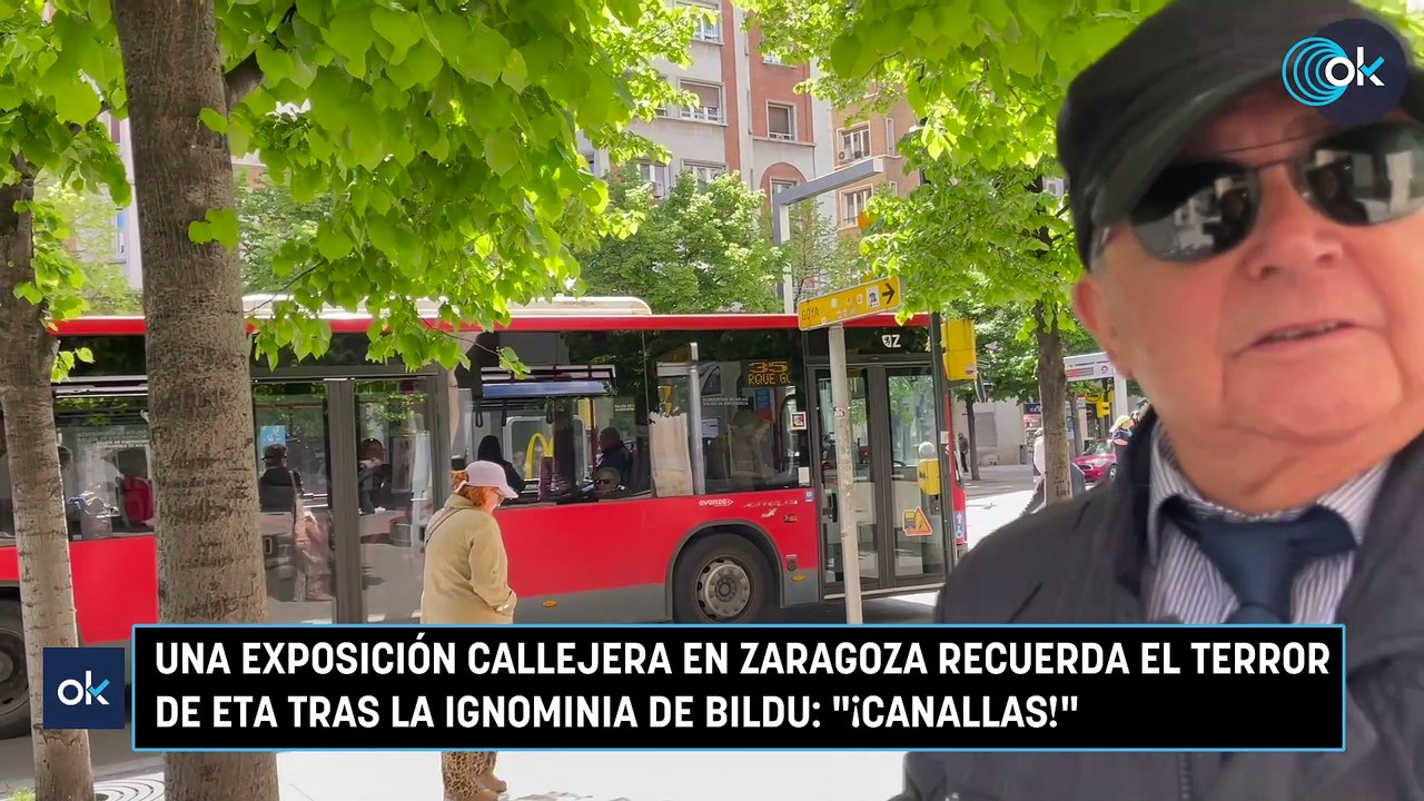 Una exposición callejera en Zaragoza recuerda el terror de ETA tras la ignominia de Bildu: "¡Canallas!"