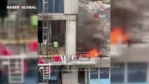 Rezidans inşaatında yangın! İnşaat malzemeleri tutuştu