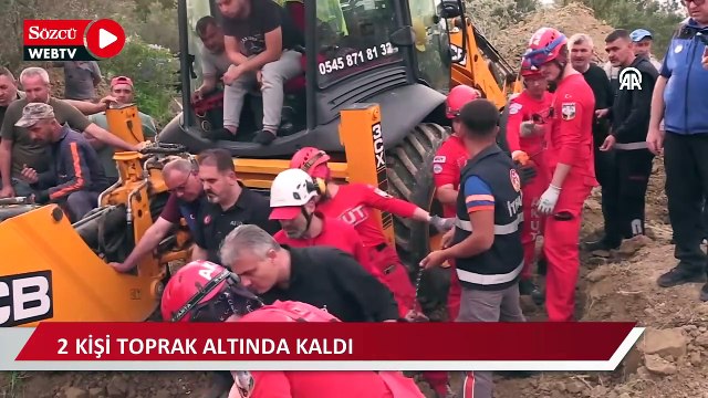 Kanal kazısında toprak altında kalan 2 kişiyi kurtarma çalışması başlatıldı