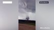 Tornado swirls over open field in Nebraska