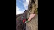 This is the moment a climber disturbed a hidden owl while scaling a quarry in Lancashire