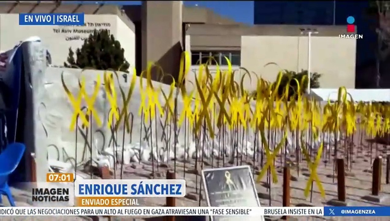 Así el panorama en la Plaza de los Secuestrados en Tel Aviv, Israel
