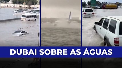 Dubai fica debaixo d’água após registrar volume de chuva esperado para ano inteiro